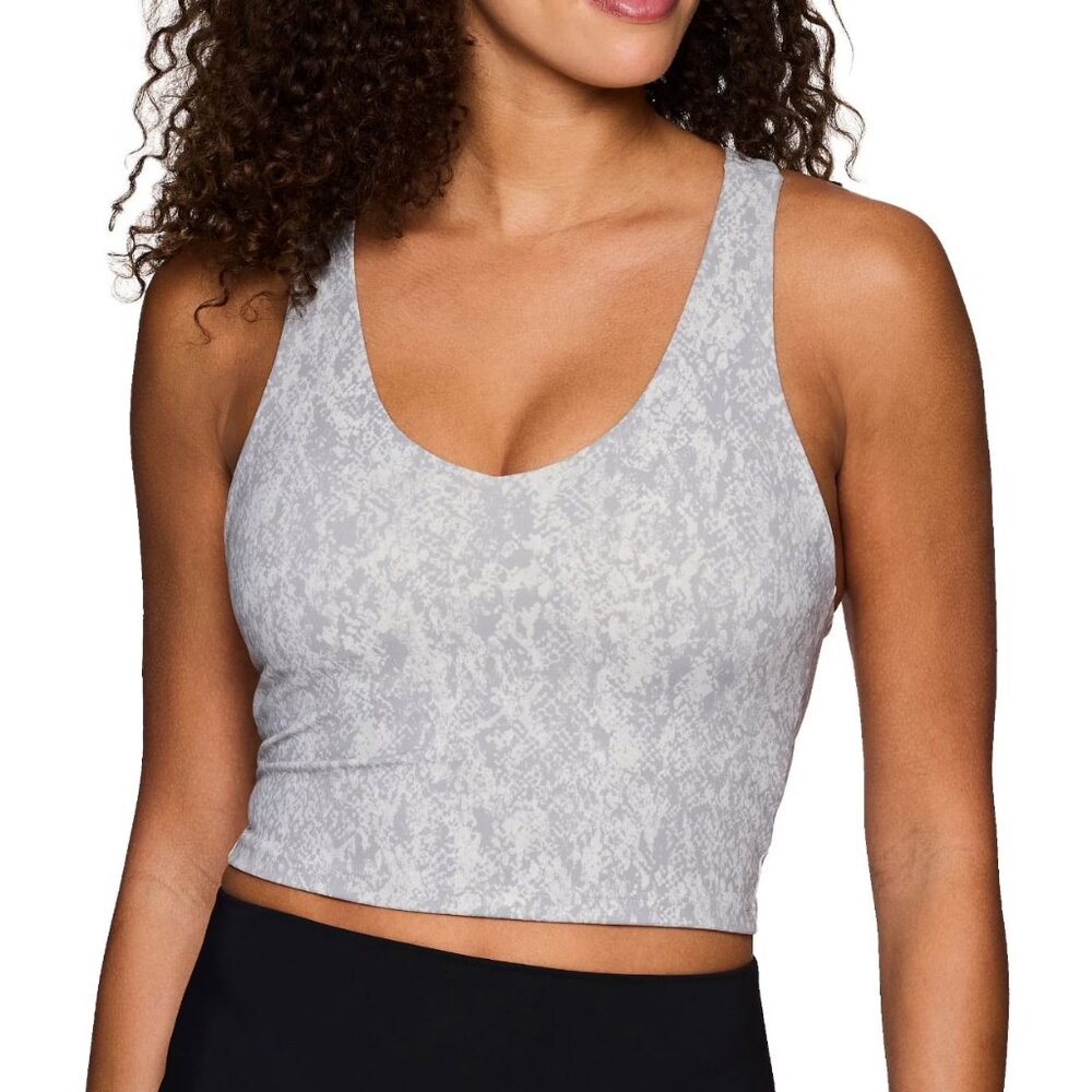 NWT ZELOS Blue Snake Print Sports Bra Top Crisscross Back Padded S